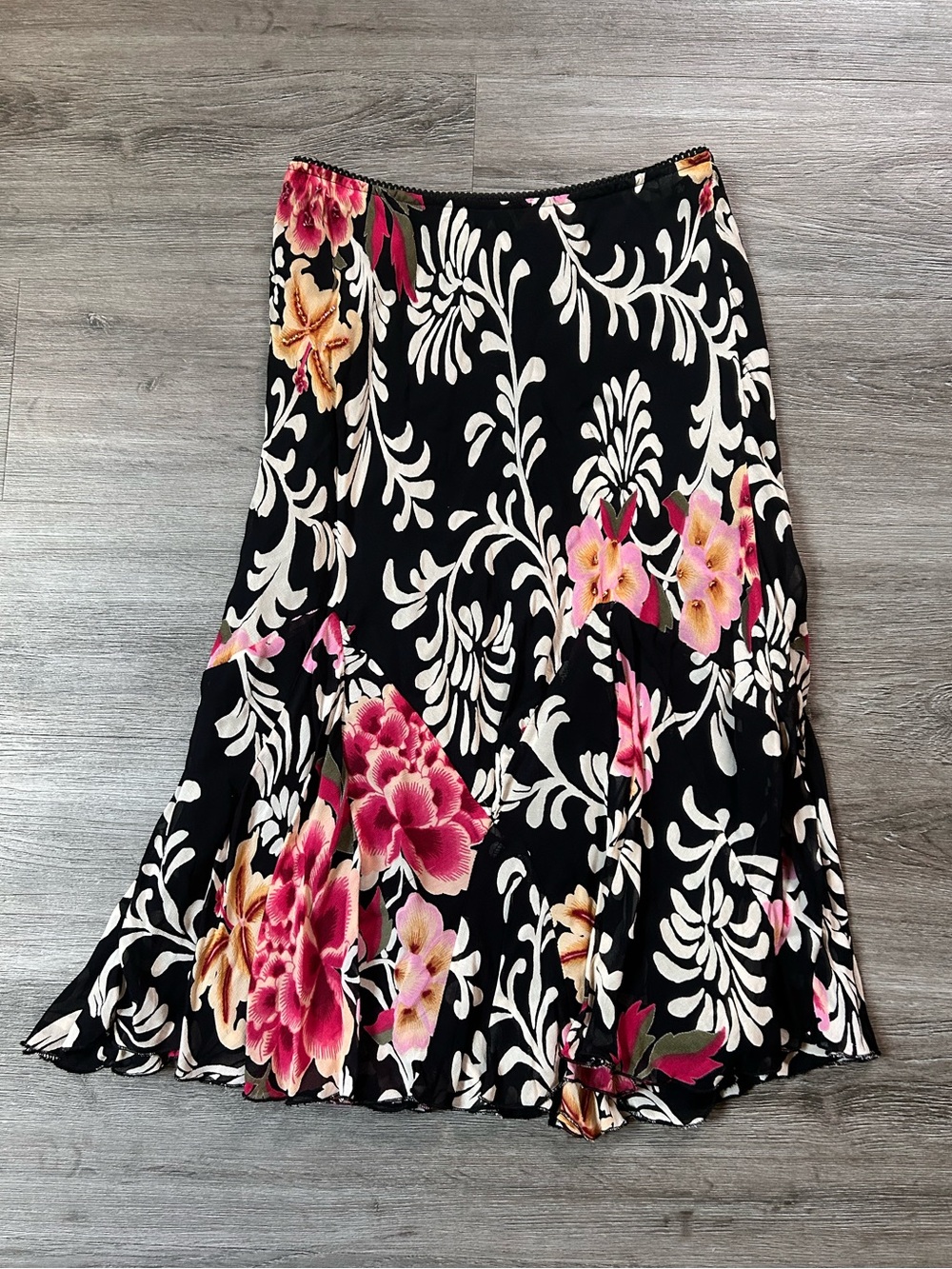 Lola P. Vintage Y2K Whimsygoth Fairycore Beaded Floral Midi Skirt Size PM